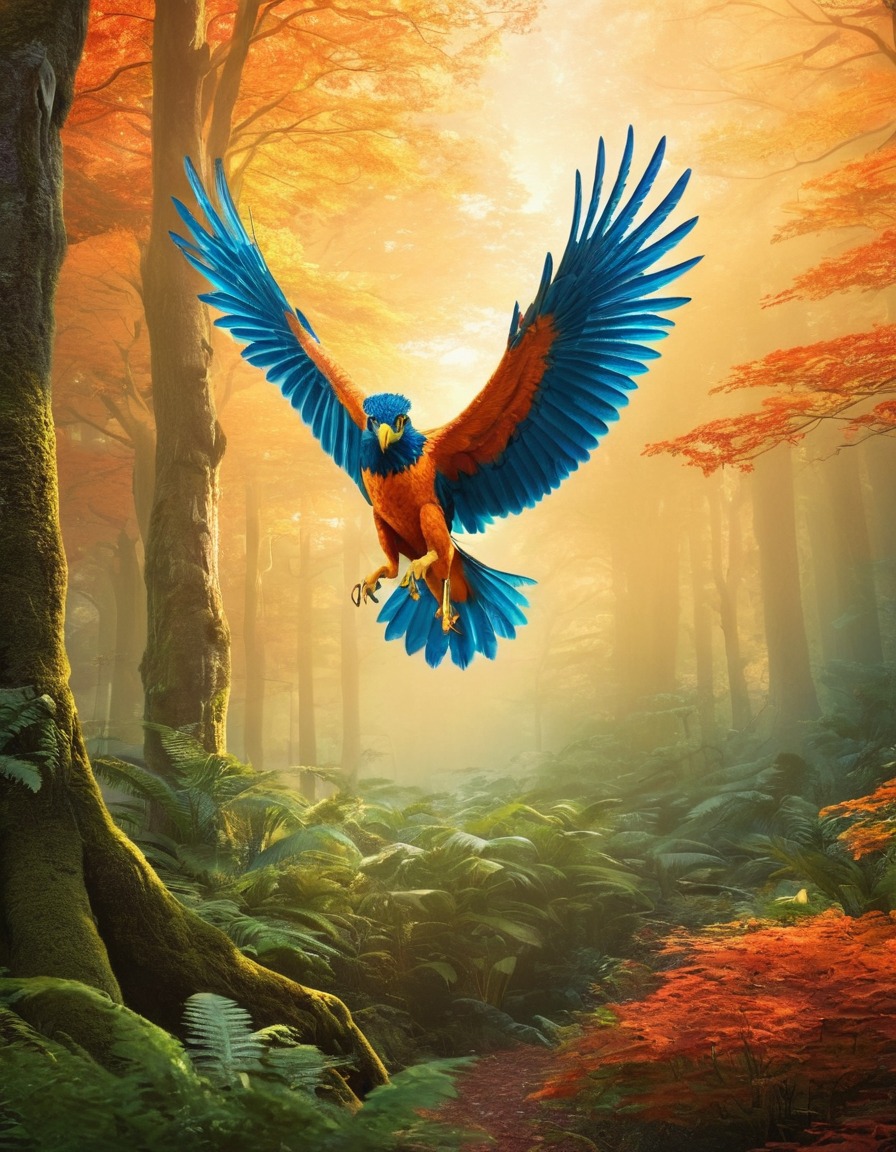 harpy, fantasy, mystical, forest, wings, majestic