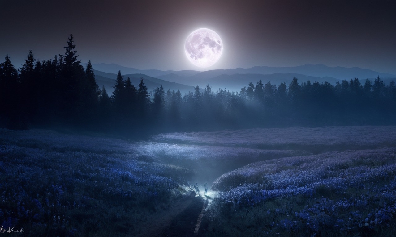 blue, mist, night, jakuszyce, forest, landscapescenery, michal, mierzejewski, moon, moonlight, mountains, nature, photography, river, werol, woods, izery