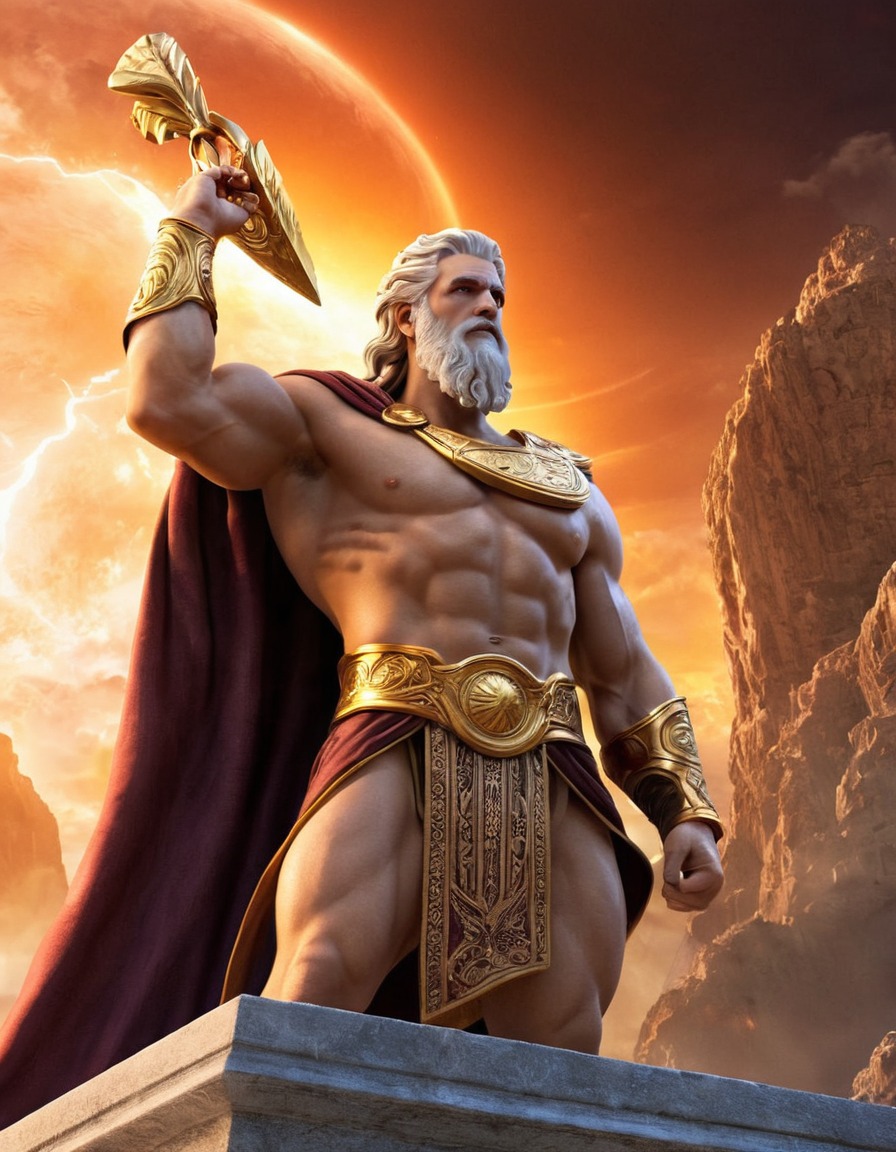 zeus, greek mythology, mythical god, supernatural powers, epic scene, olympian deity