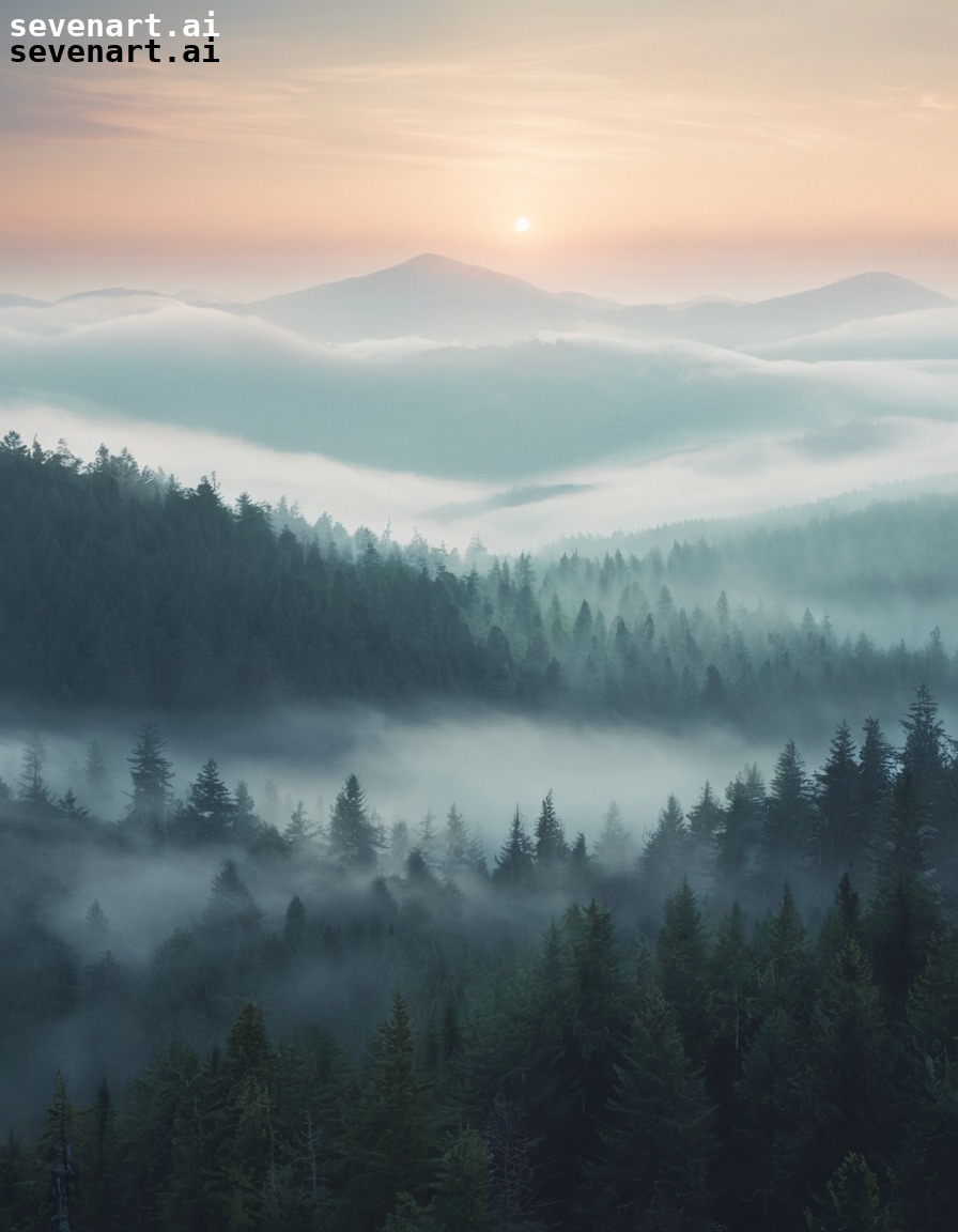 nature, fog, forest, dawn, misty