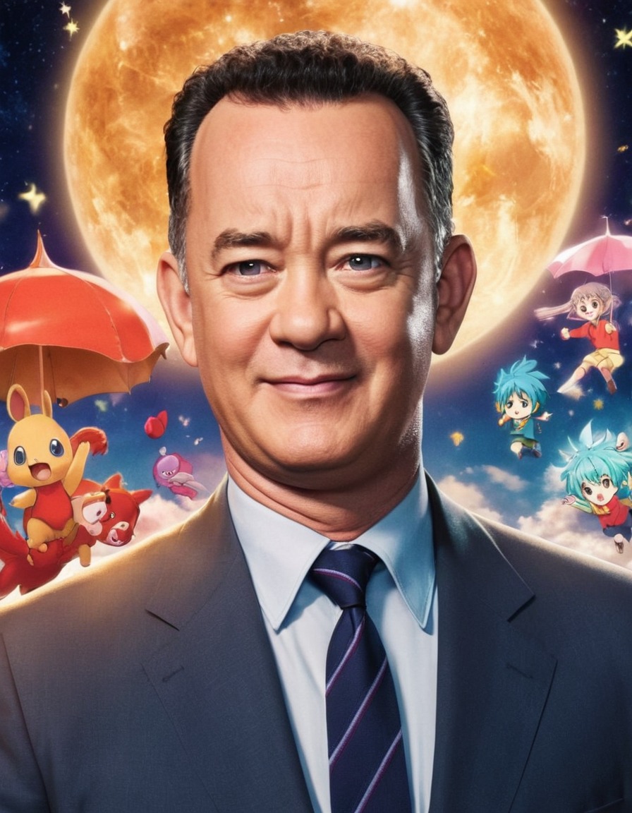 tom hanks, anime, whimsical, magical powers