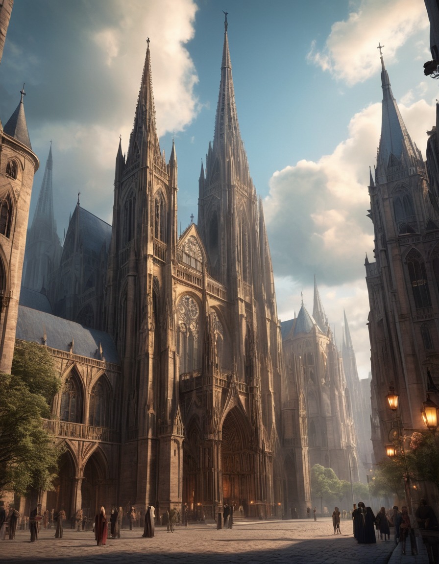 architecture, cityscape, gothic style, cathedrals