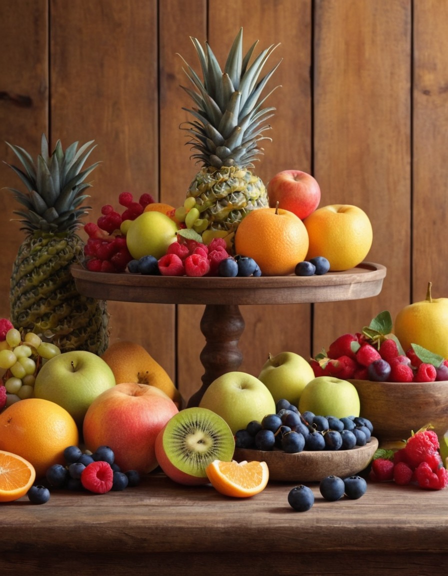 still life, fruits, colorful, composition, wooden table