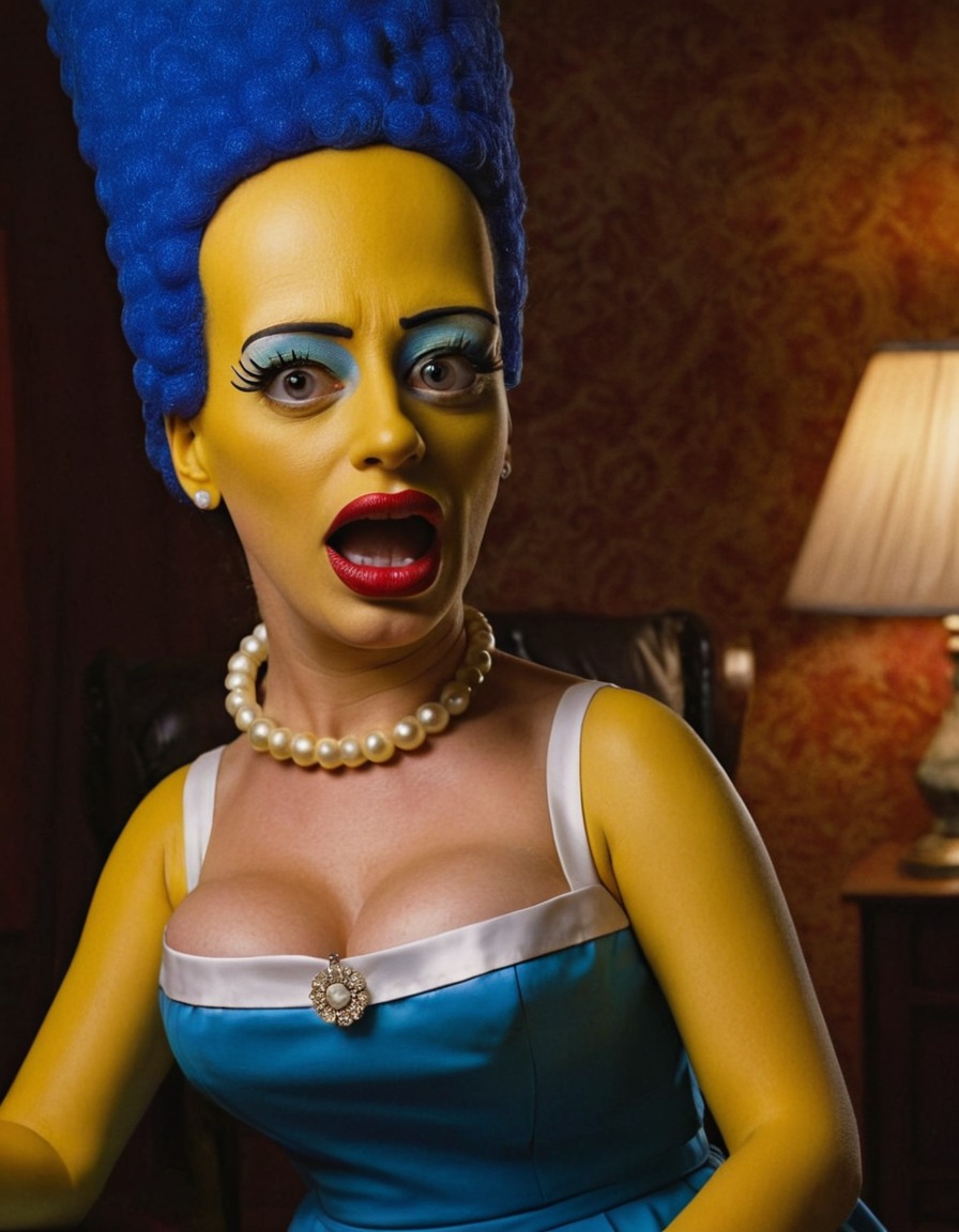 marge simpson, the simpsons, character transformation, cosplay, animation, cartoon character, stunning beauty