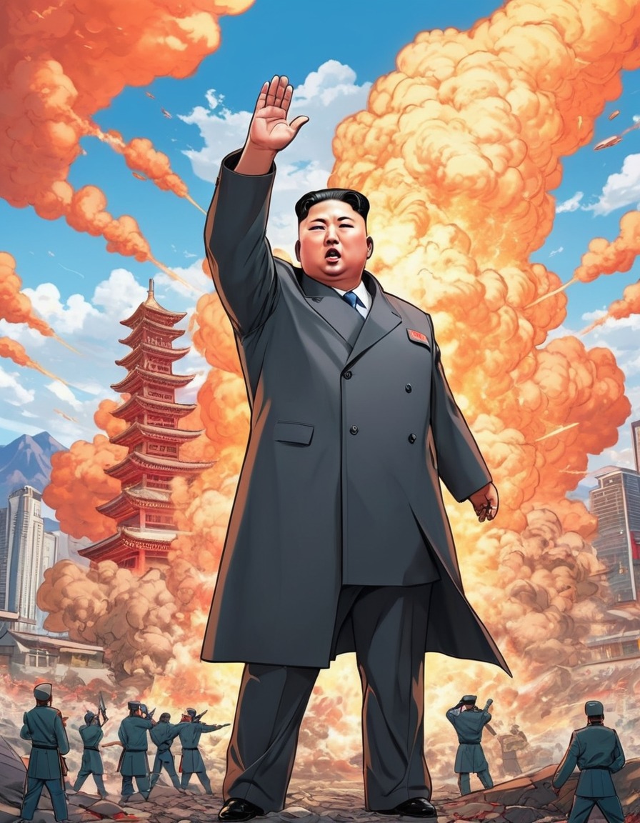 kim jong un, north korea, anime, dictator, powerful, futuristic world, politics