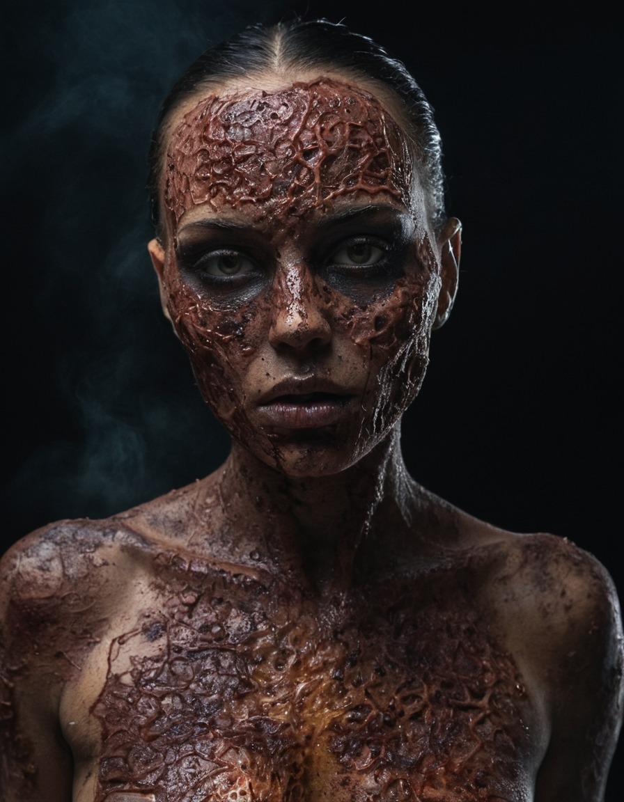 mutation, woman, female, toxic substances, skin condition, sci-fi, body modification