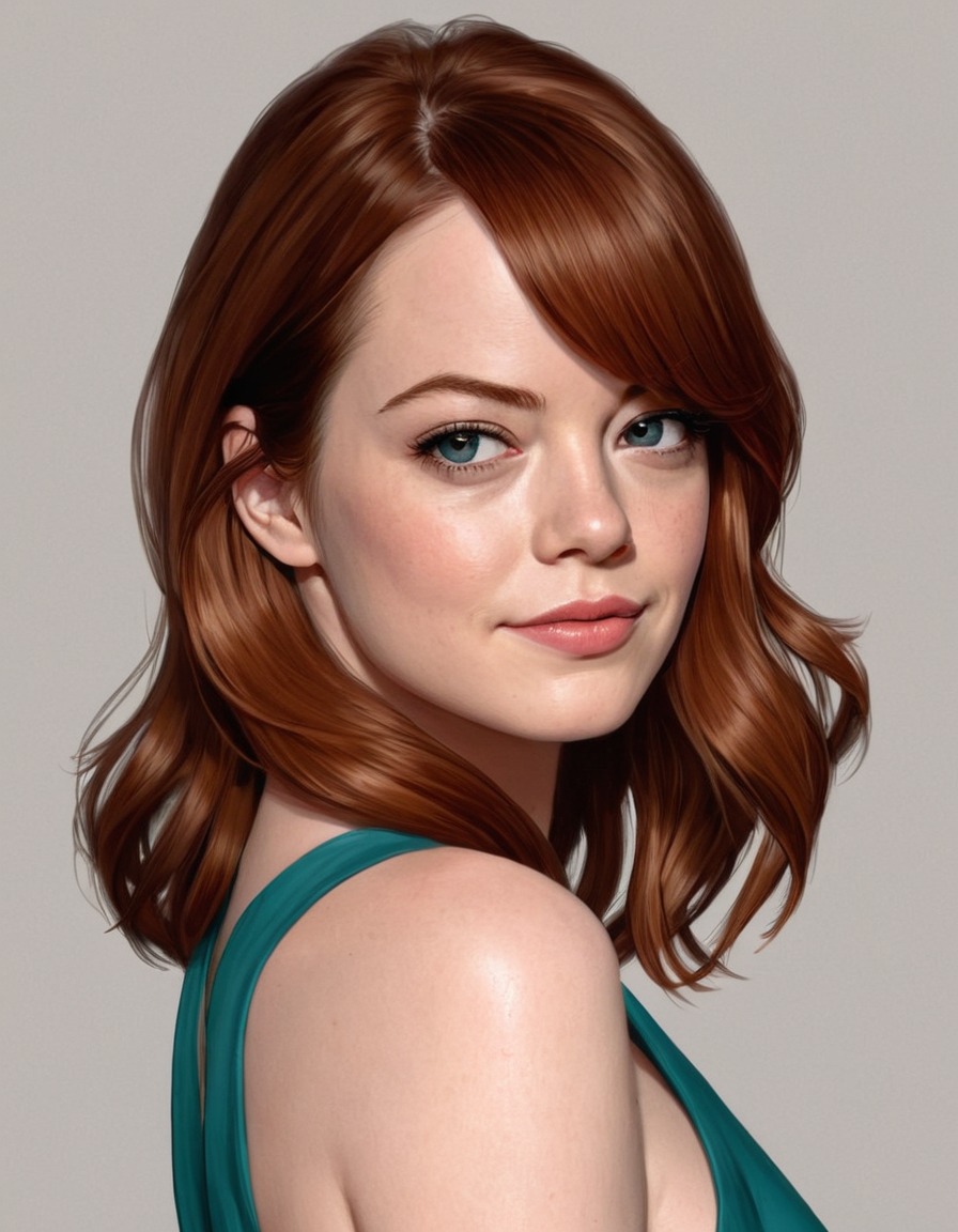 emma stone, portrait, painting, actress, celebrity, art, hollywood