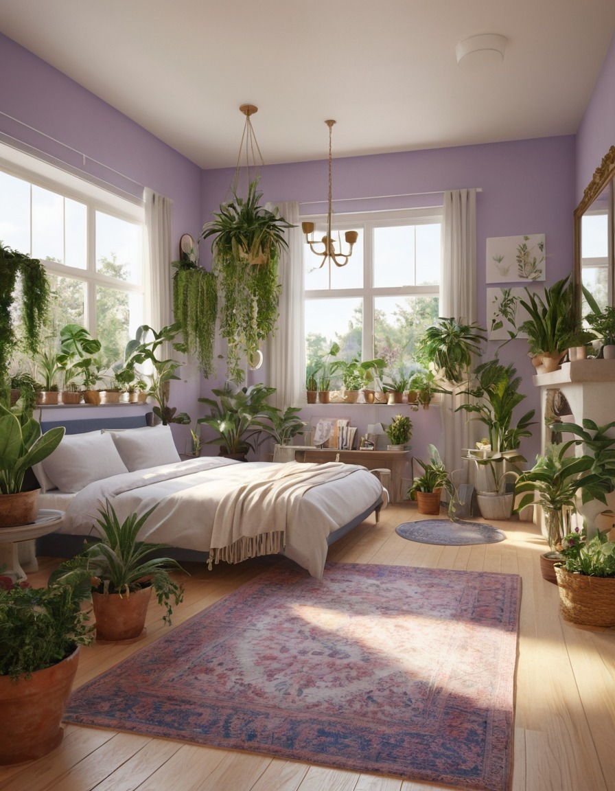 interior design, bedroom, potted plants, home decor, home, interior