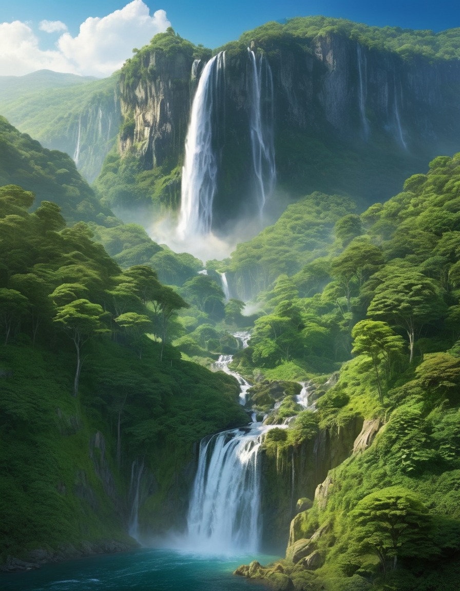 waterfall, mountainside, nature, landscape, beauty