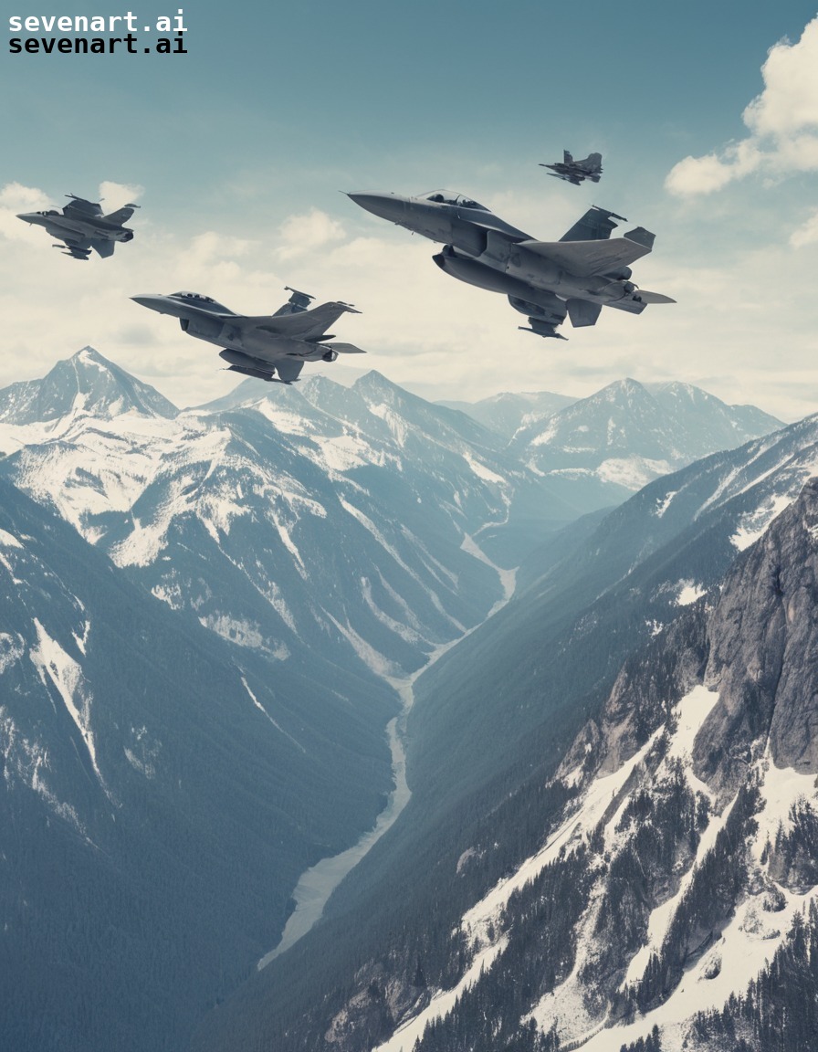 fighter jets, formation, squadron, aerial, mountains, army