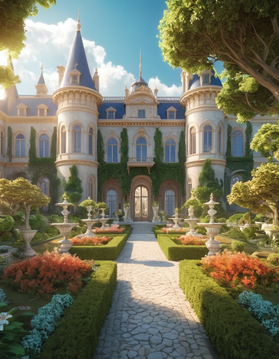 palace, garden, peaceful, elegant