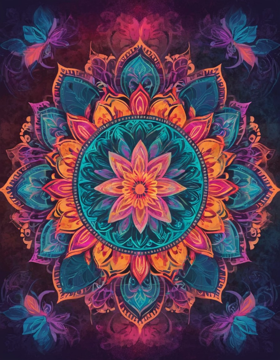 mandala, design, vibrant colors, patterns, peace