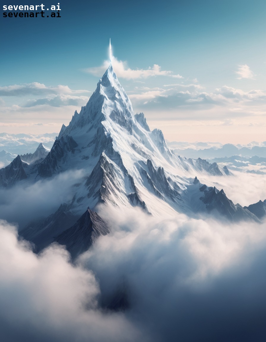 mountain, snow-capped, peak, clouds, nature