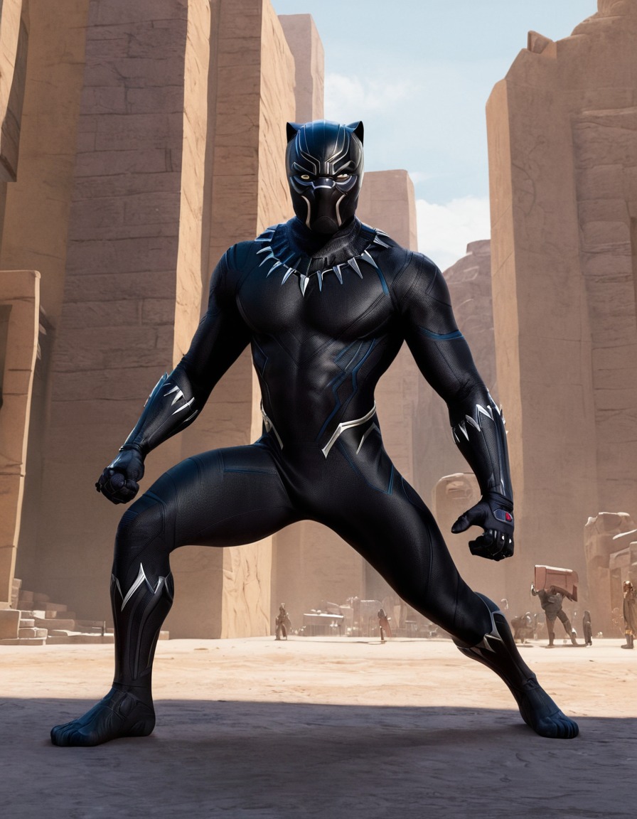 black panther (2018), movie scene, painting, wakanda, t'challa, superhero, marvel