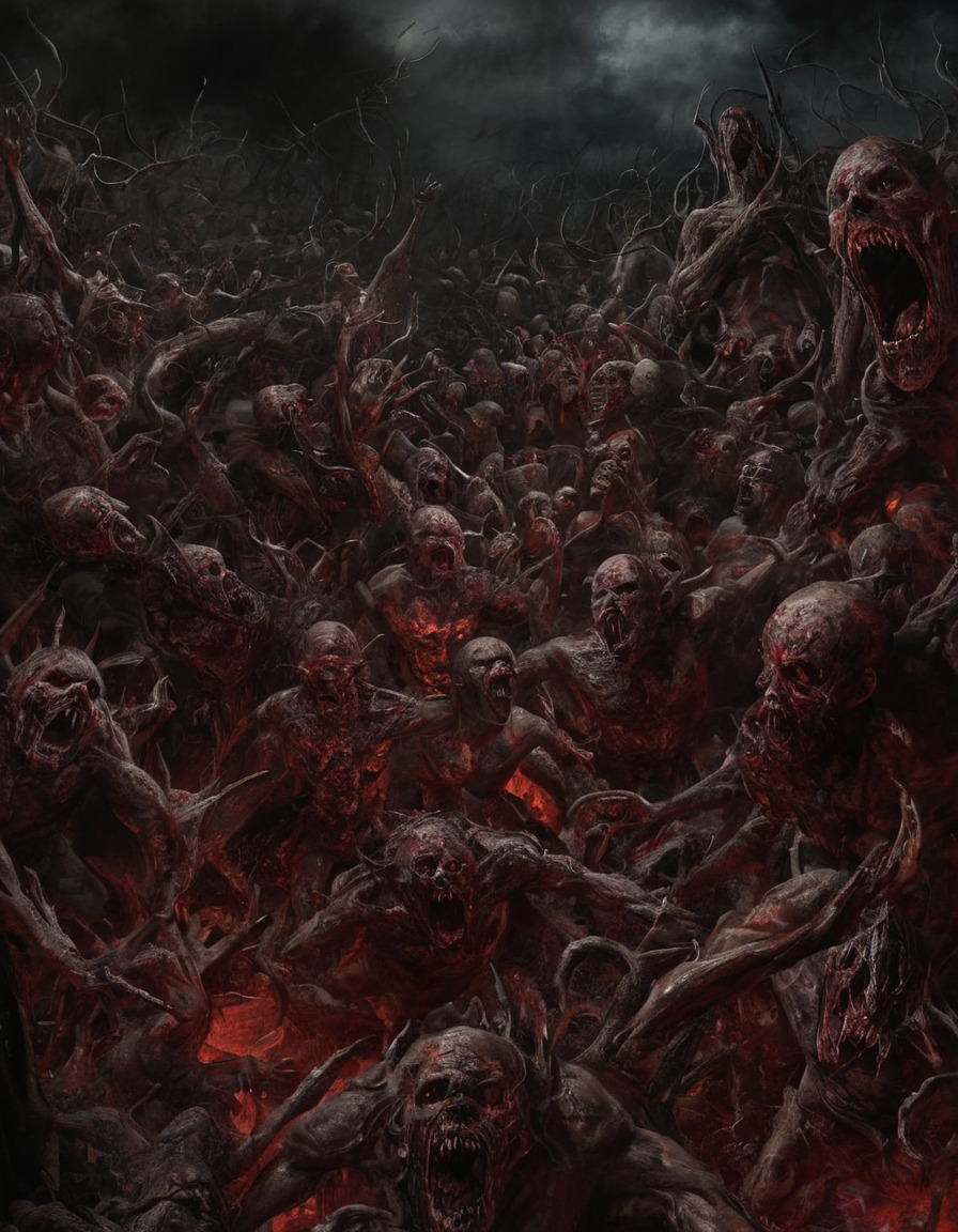 hell, screaming, lost souls, souls, horde, underworld, torment