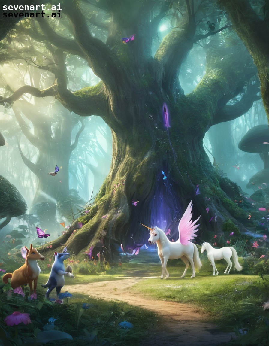 magical, forest, fairies, unicorns, talking animals, fantasy