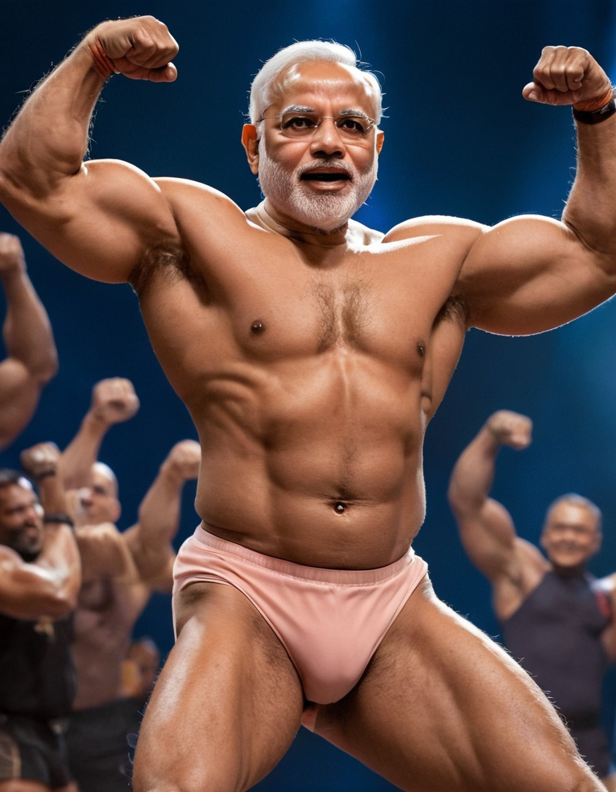 narendra modi, bodybuilding, competition, stage, muscles