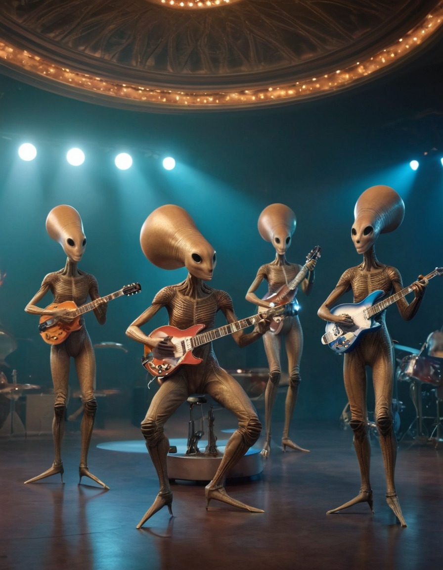 extraterrestrial, musicians, multi-limbed, performance, aliens