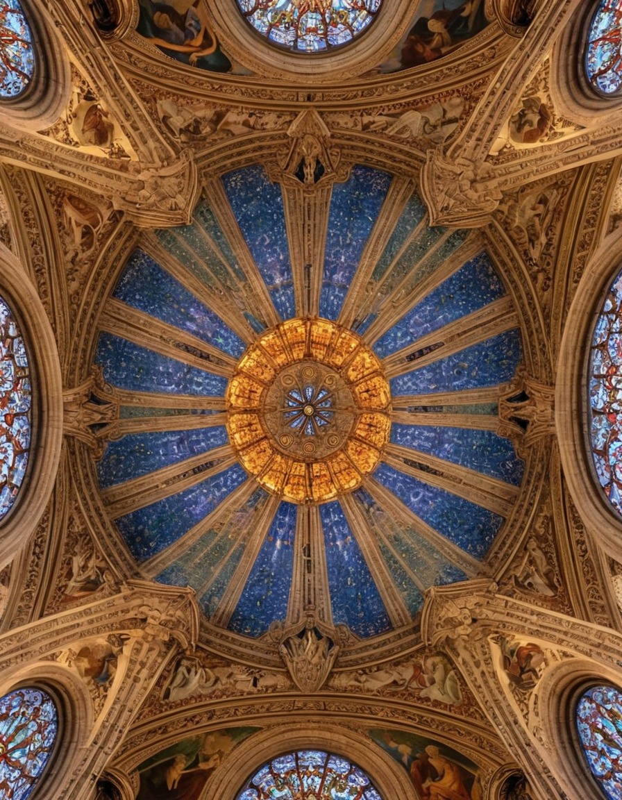 cathedral, mosaic, ceiling, architecture