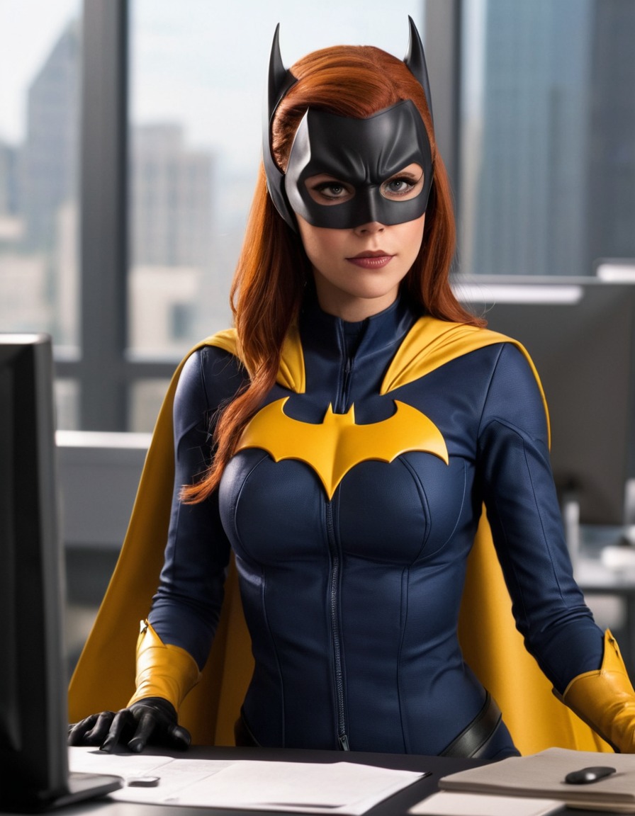 batgirl, dc comics, superhero, office worker, secret identity, crime-fighter, workplace