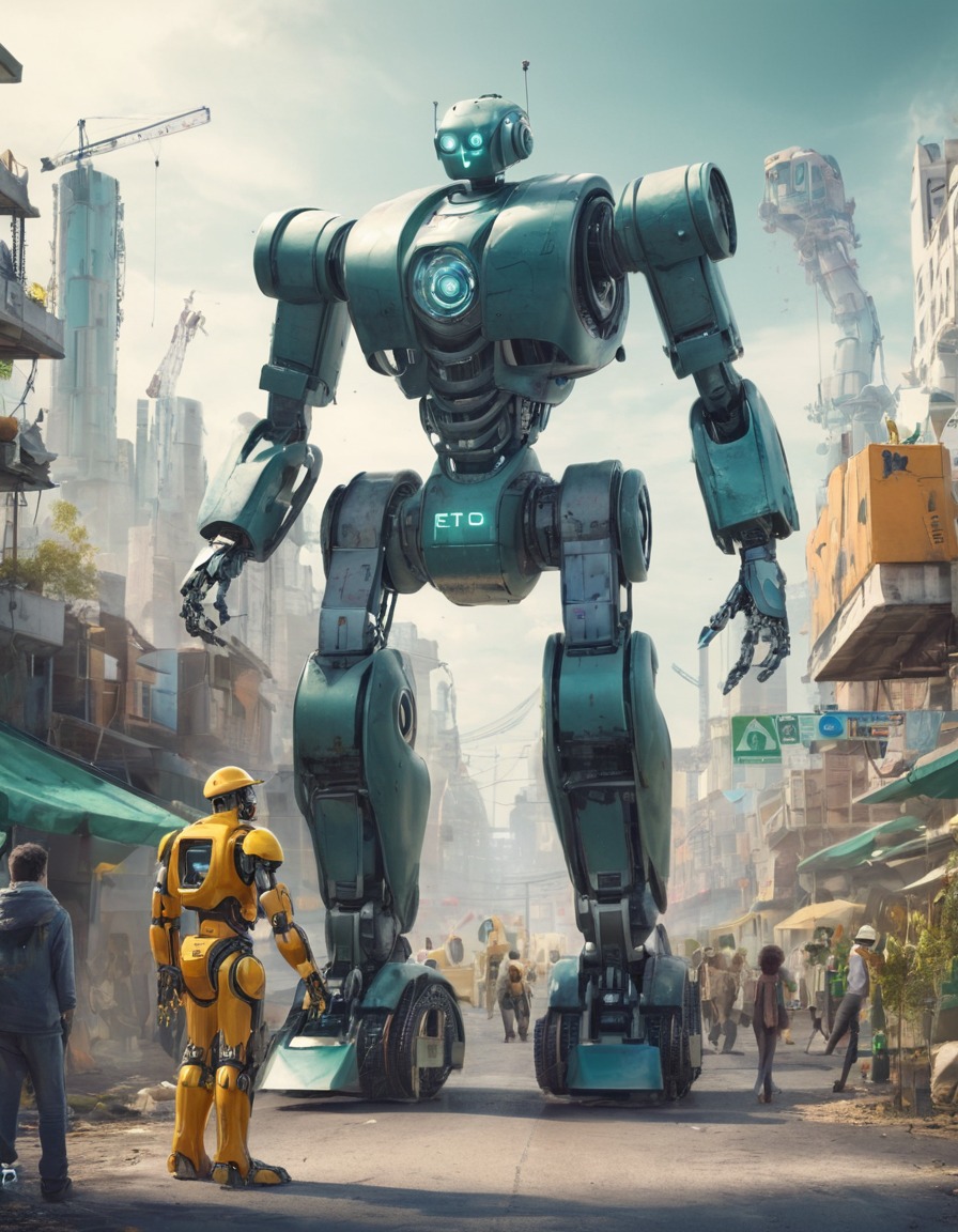 robots, technology, sustainability, eco-friendly, cityscape