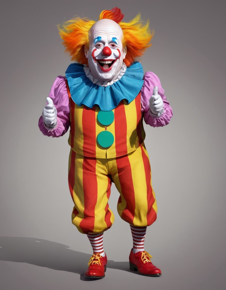 boris johnson, clown, colorful hair, oversized shoes, politics