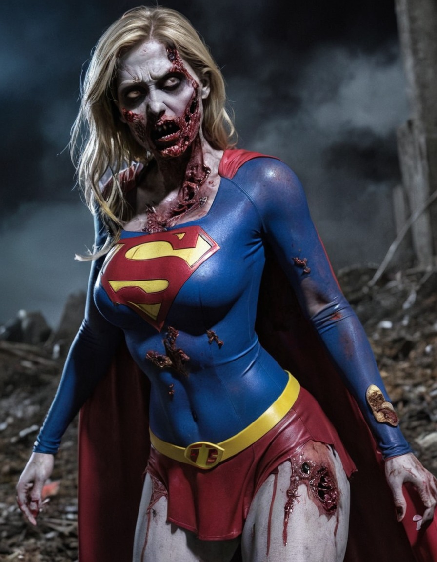 zombie, supergirl, dc comics, undead, horror, comic book, transformation