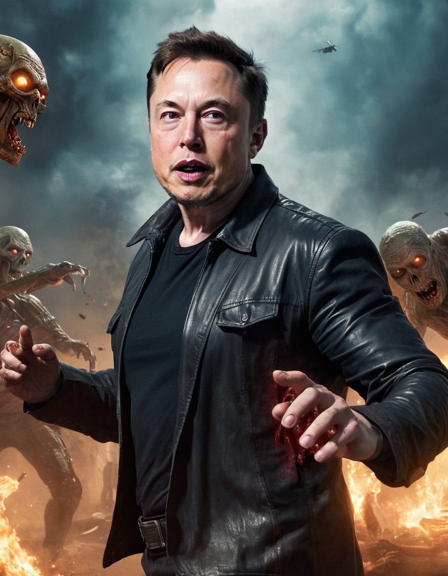 elon musk, zombie, fiction, fight, science fiction, speculative, battle