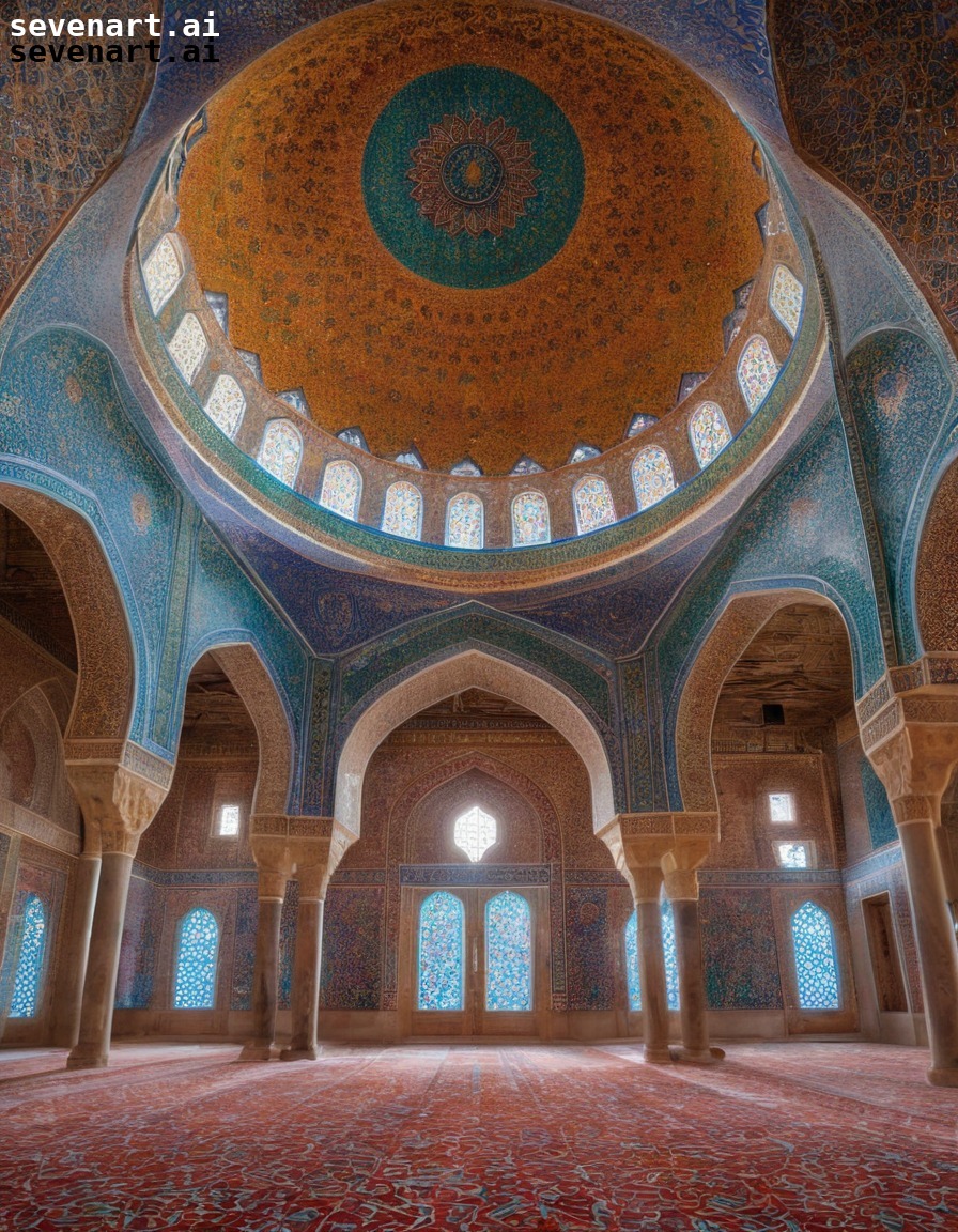 mosque, islamic architecture, colorful, mosaic art, intricate