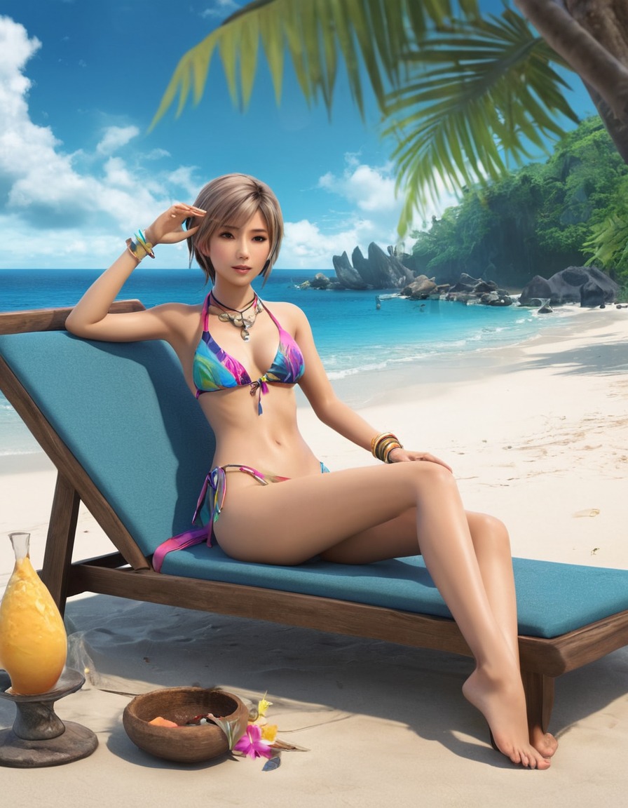 anime, video game, character art, beach, bikini, games, girls from games