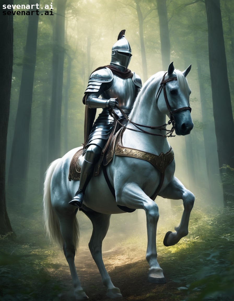 knight, armor, horse, forest, adventure, middle ages