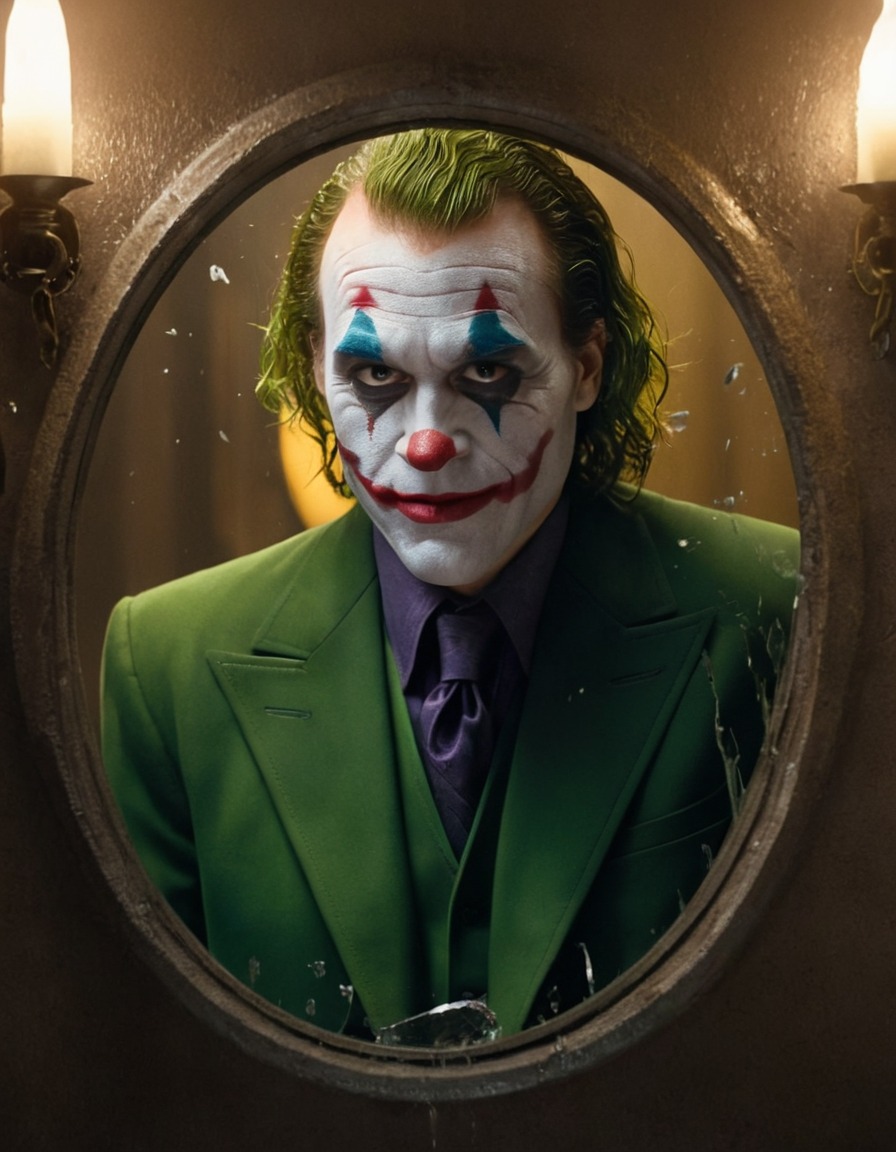 joker, the joker, shattered mirror, smile, movie, portrait, movies