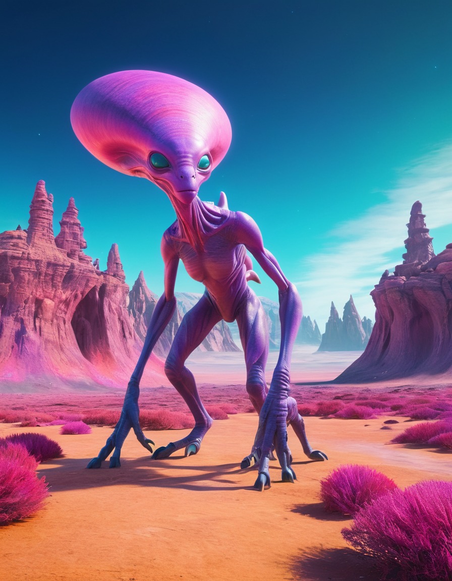 alien, creature, exploration, surreal landscape, another planet, extraterrestrial, aliens