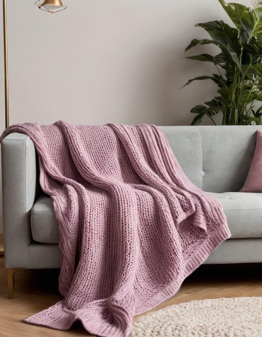 soft, knitted, throw blanket, sofa, home, interior