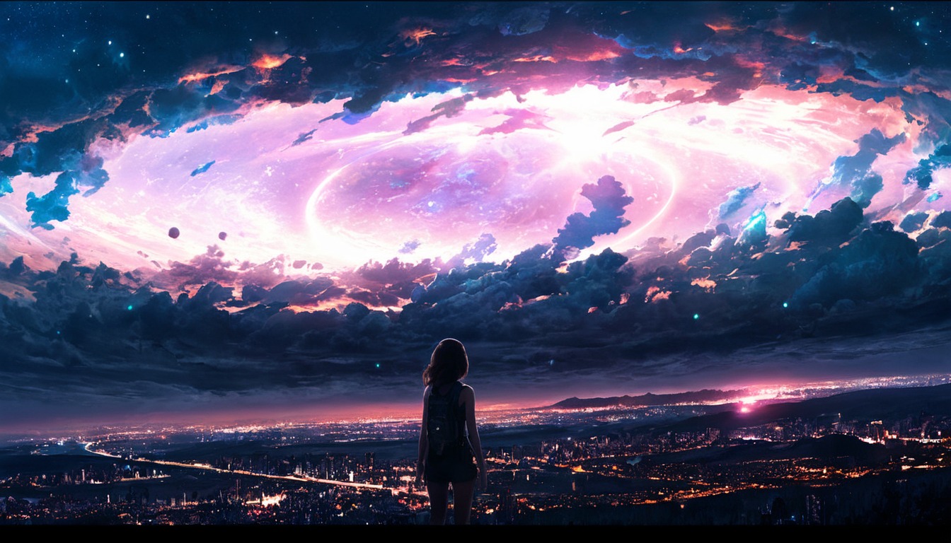 anime, animegirl, conceptart, darksky, digitalart, epic, fantasyart, lightning, photography, void, wallpaper, wallpaperdesktop, dailychallenge, ai_artwork, leonardo_ai