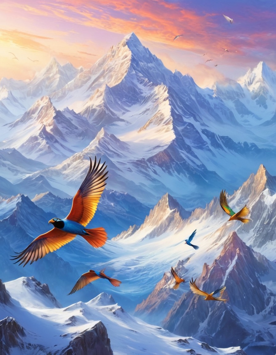 nature, birds, mountains, sky, freedom