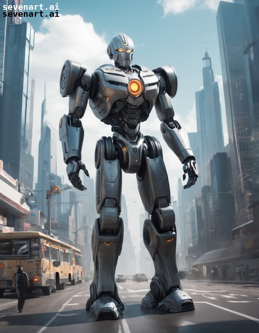 robot, futuristic, protector, cityscape, technology, robots