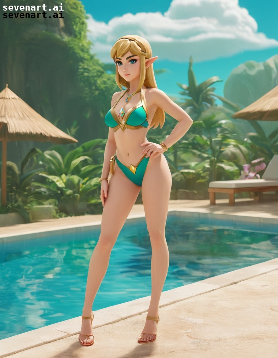 bikini, pool, zelda, videogame, stylish, games, girls from games