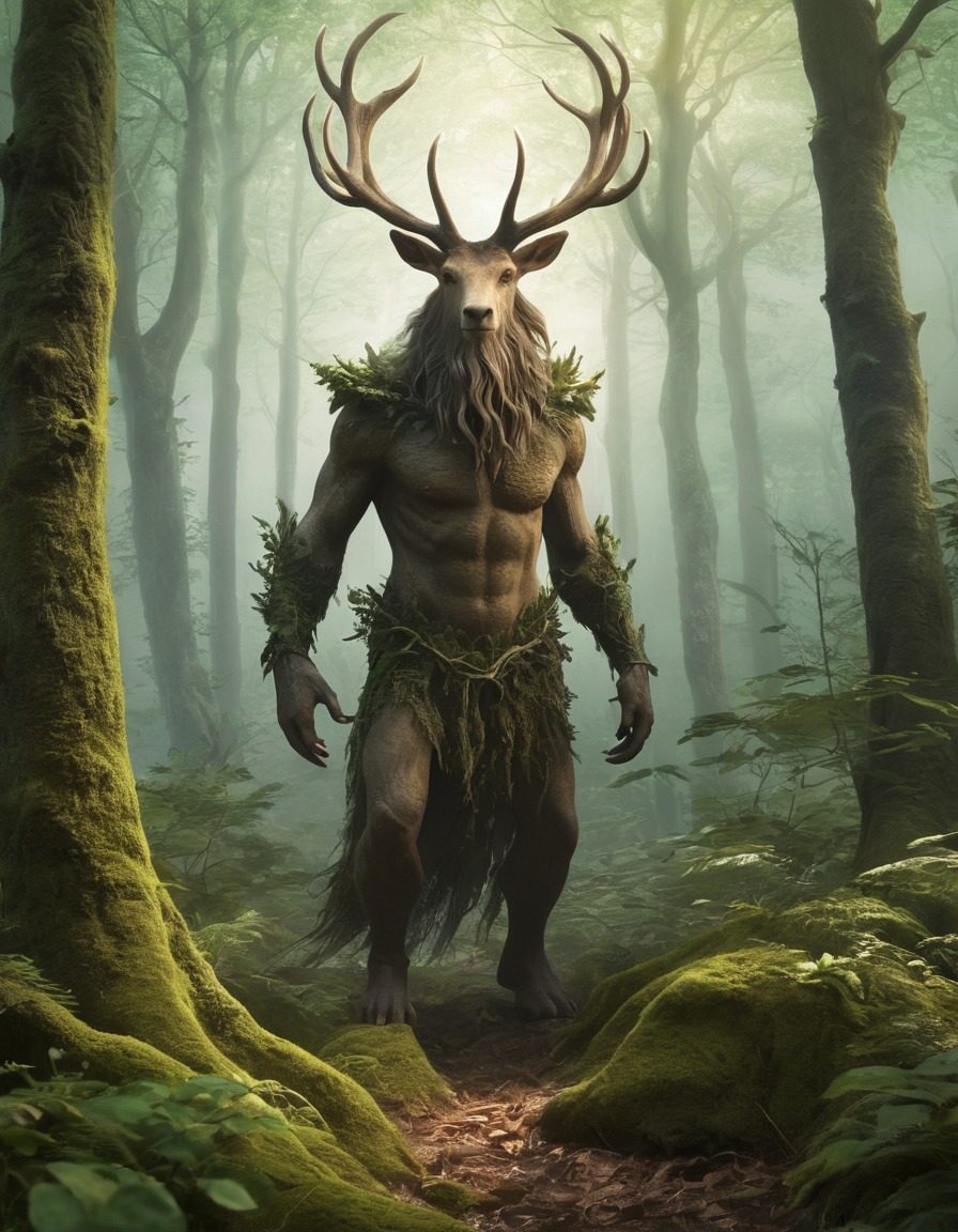 mystical, forest, landscape, leshy, mythical creature