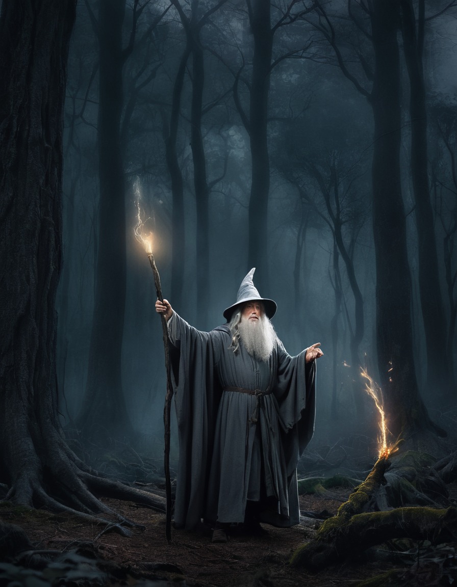 fantasy, wizard, magic, forest, spellcasting, john tolkien, tolkien