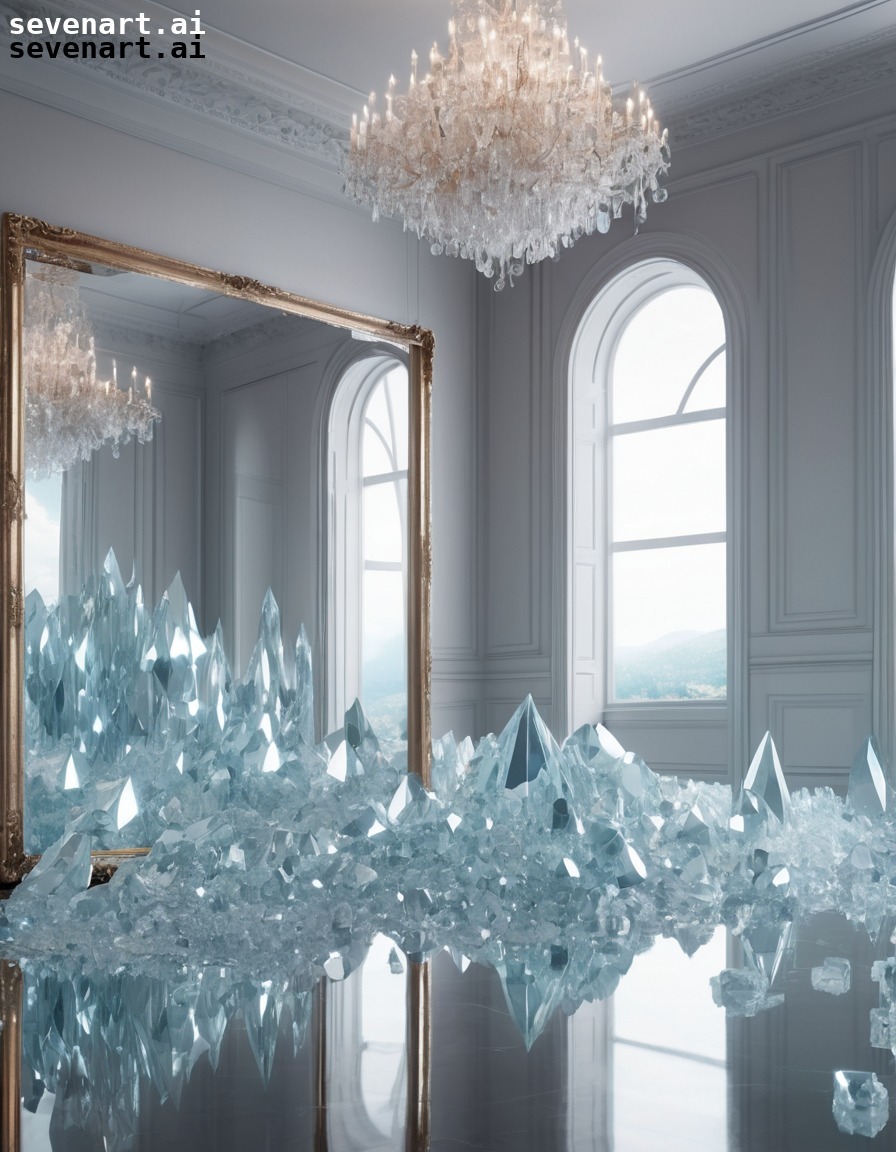 crystals, mirrors, reflection, surreal, infinite, hallucination