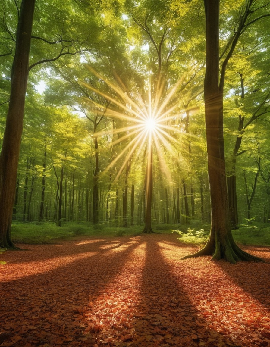 nature, sunlight, canopy, tree leaves, forest, patterns