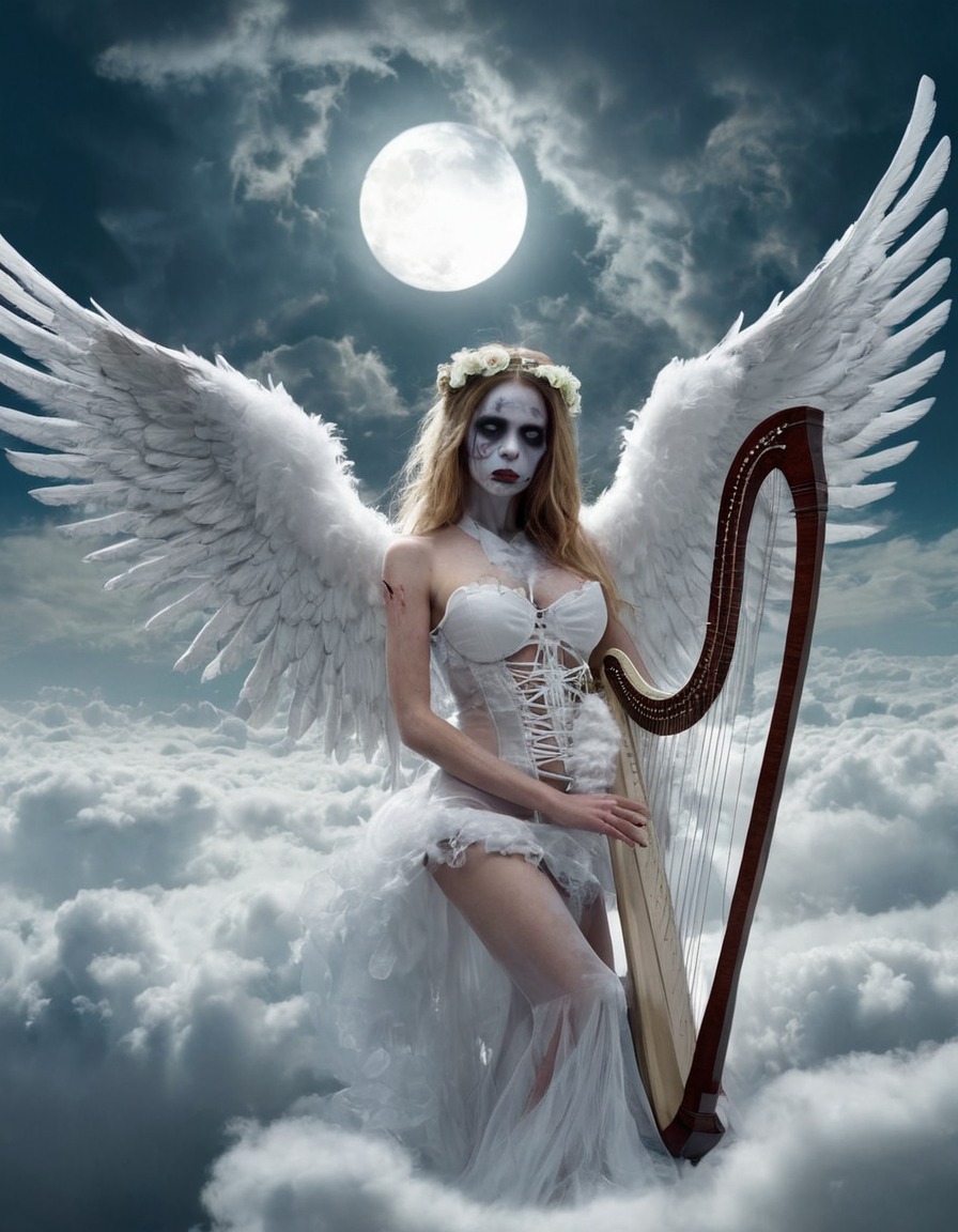 heaven, angels, zombies, female angel, afterlife, music, clouds