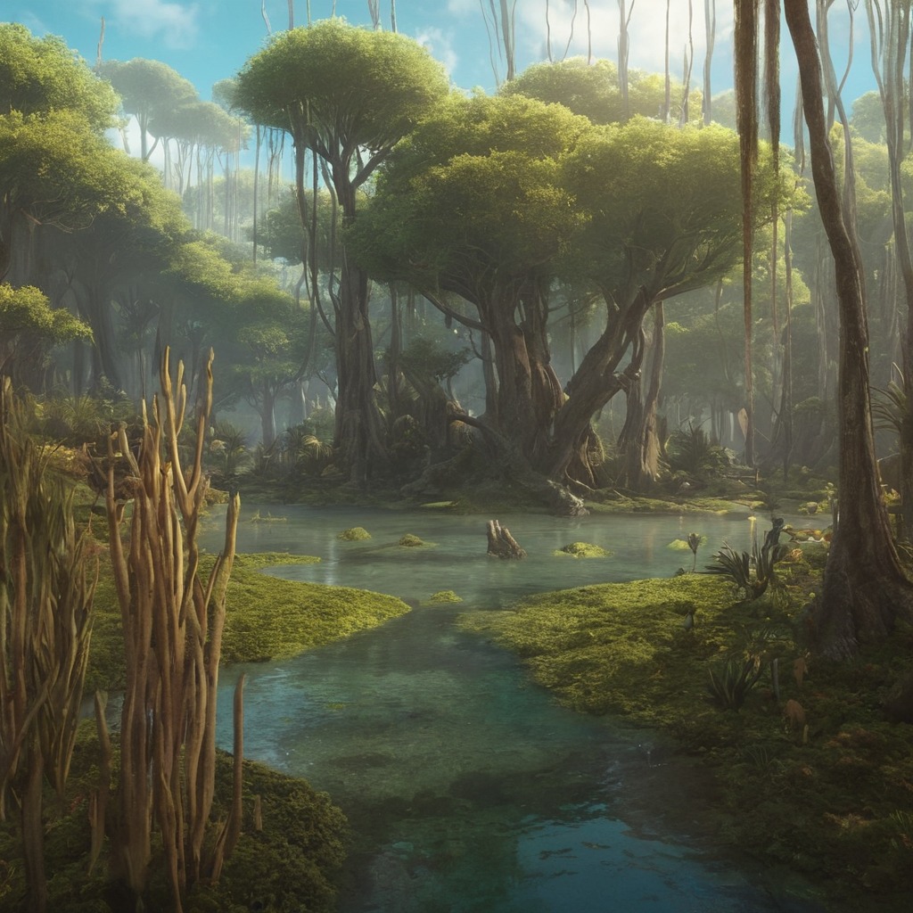 digitalart, dreamup, plants, mangrove, swamp, ai_art