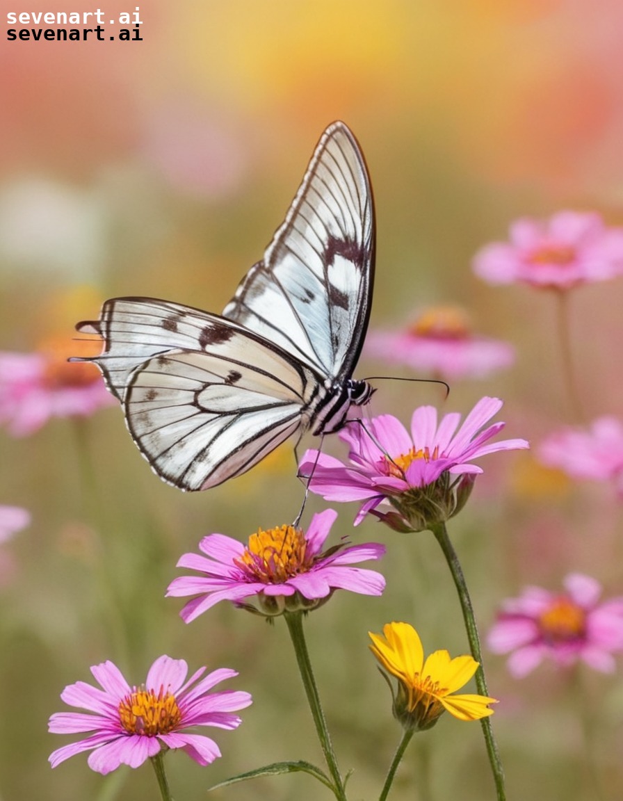 nature, butterfly, wildflowers, delicate, sketch