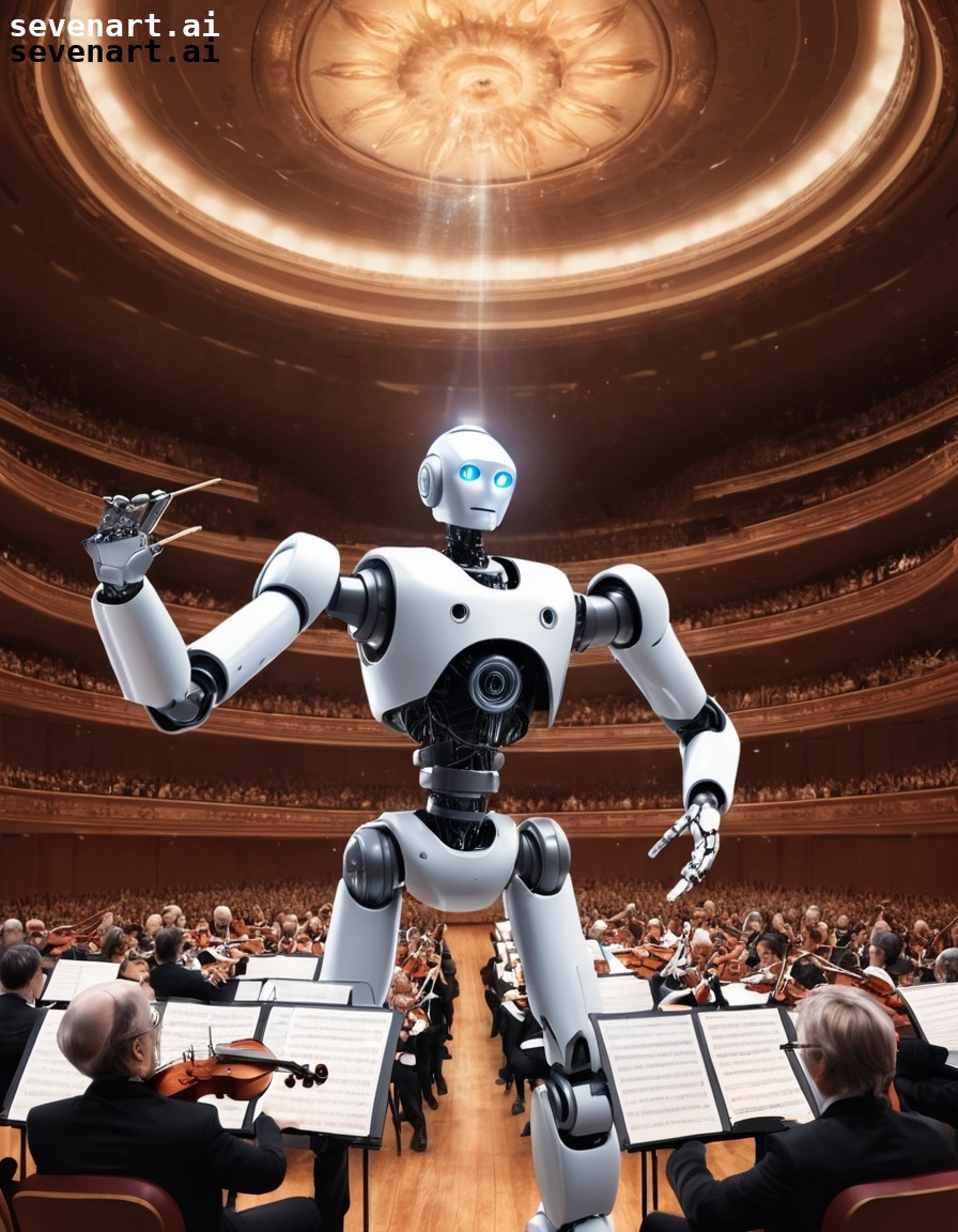 robot, orchestra, symphony, conductor, music, robots