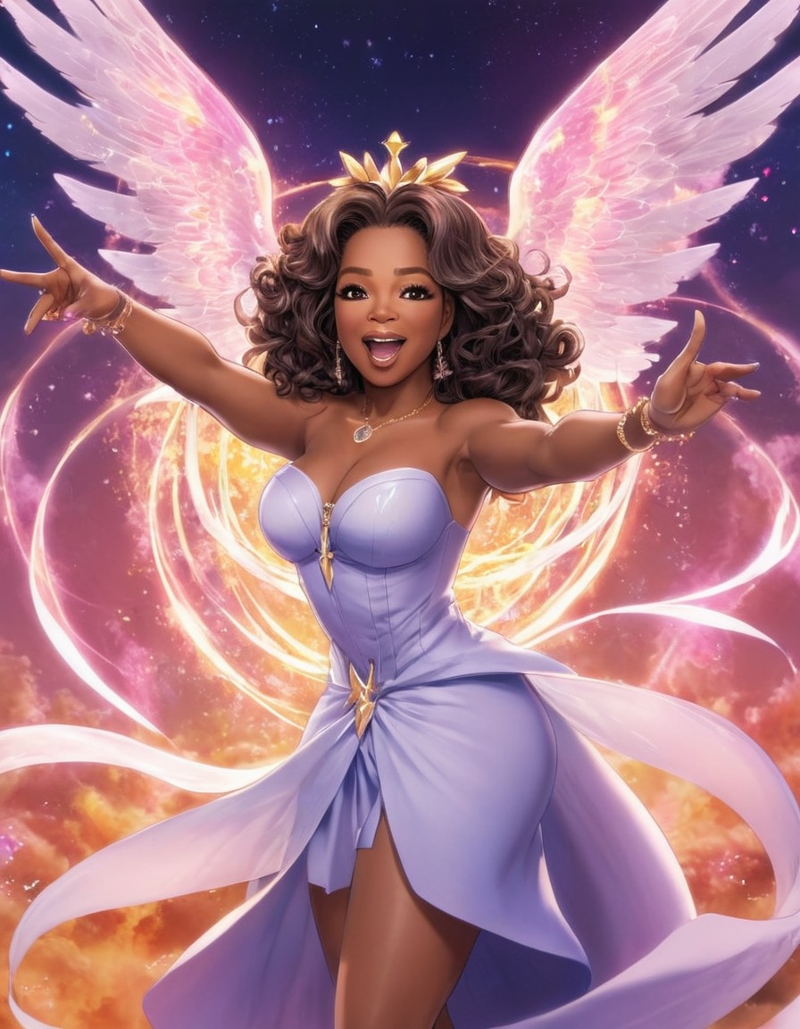 oprah winfrey, magical girl, anime, transformation sequence