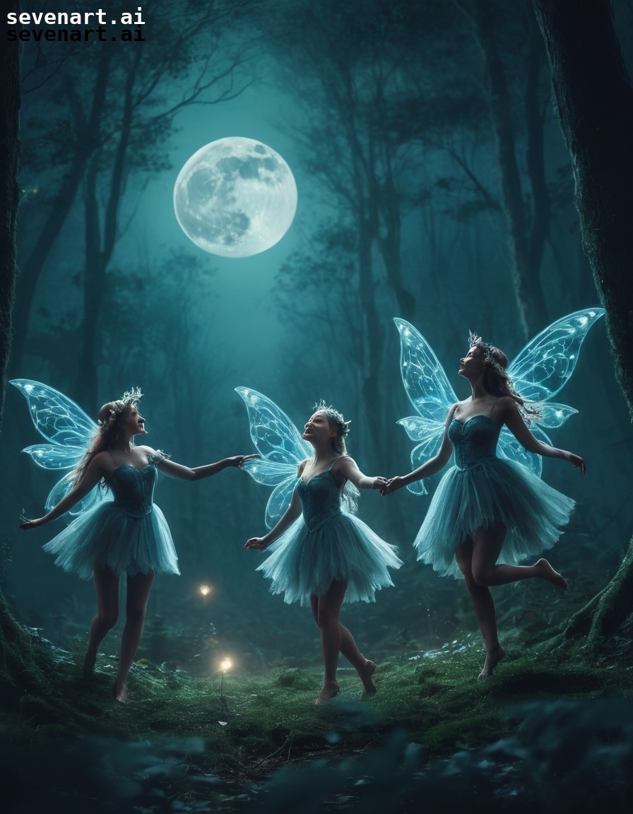 fantasy, woodland creatures, moonlight, magic, dancing