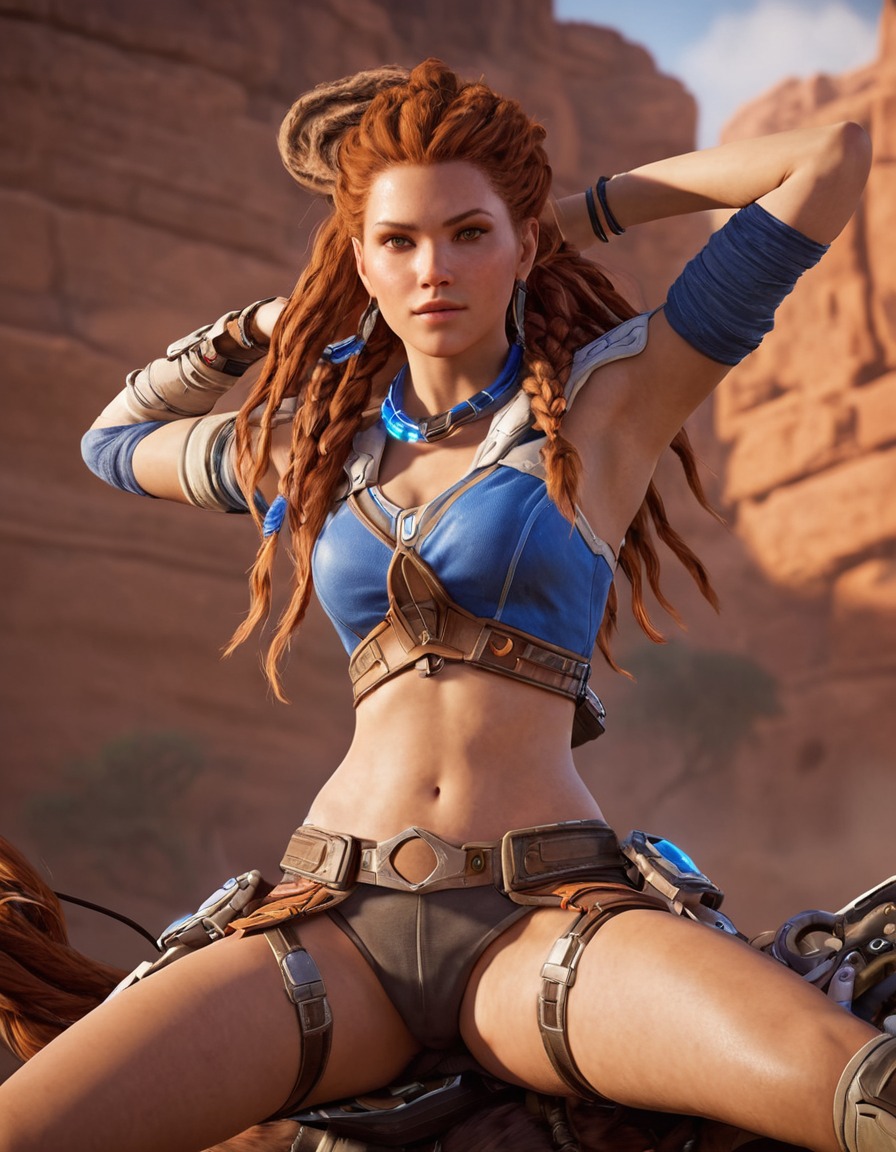 aloy, horizon zero dawn, video games, action-adventure, protagonist, combat, futuristic setting