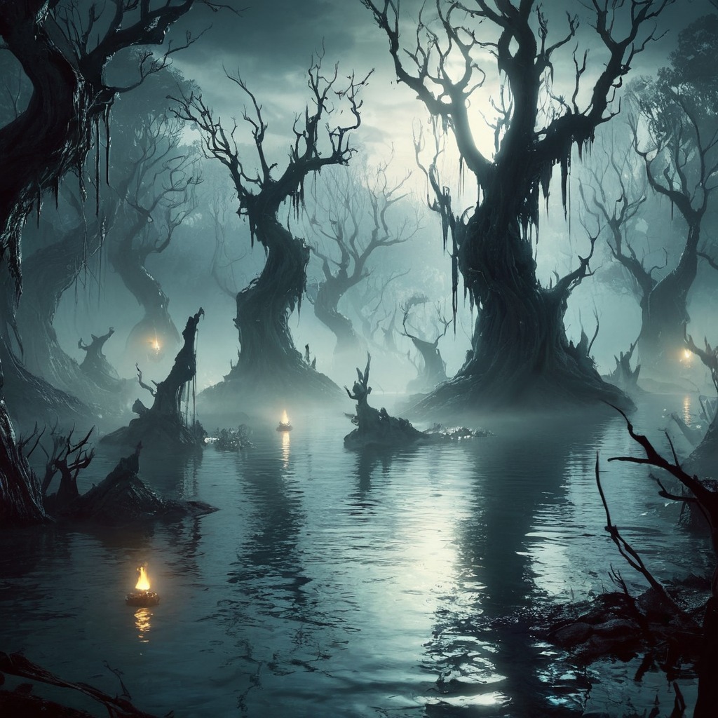 horror, forest, fog, digitalart, wallpaper, conceptart, fantasyart, gothic, creepy, photomanipulation, magic, swamp